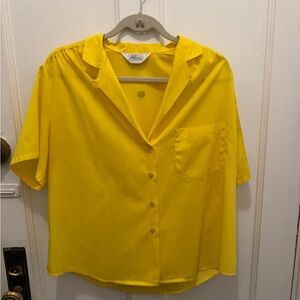 Alfani Women's Yellow Button-Up Top